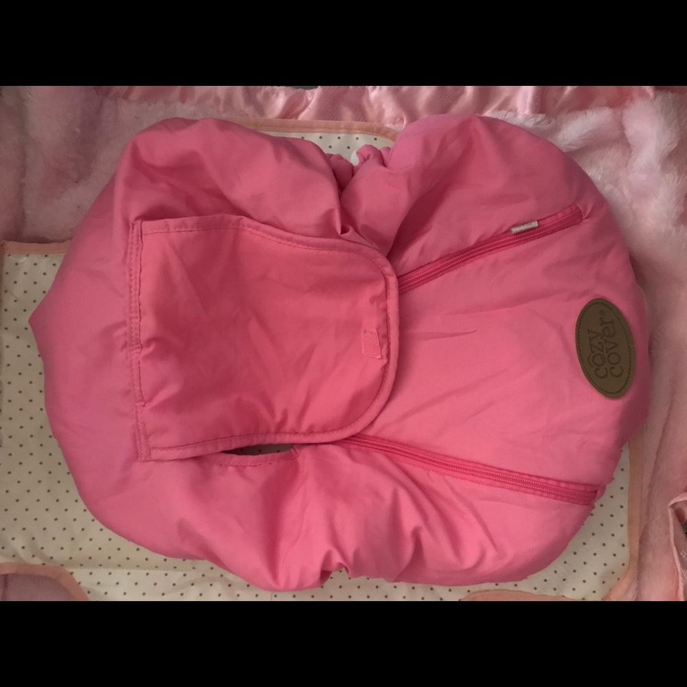 Infant pink car seat cover